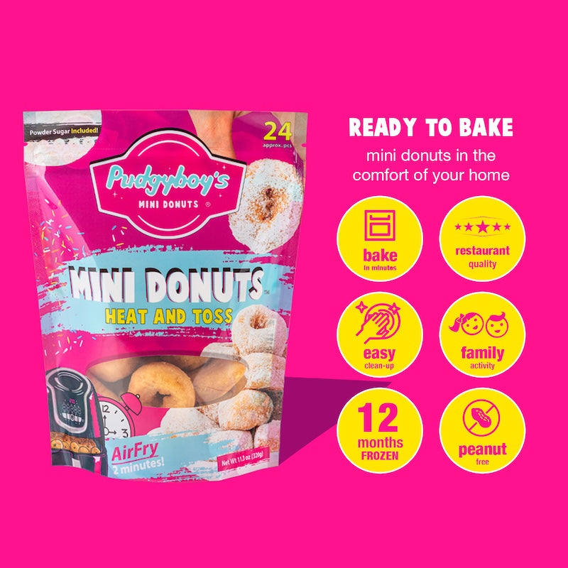 24 Pack Powder Sugar - Heat and Toss Mini Donut Kit