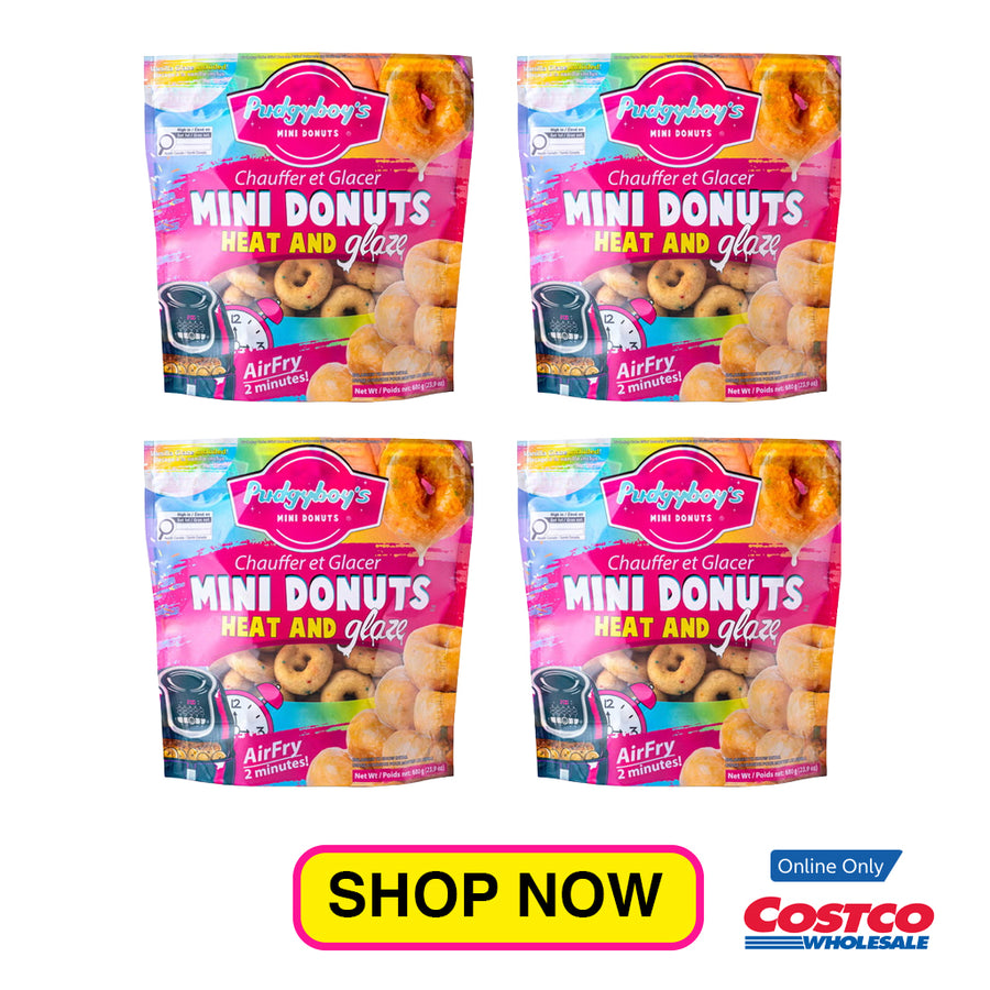 Pudgyboy’s Heat and Glaze Frozen Old Fashion Mini Donuts with Vanilla Glaze, 4-pack