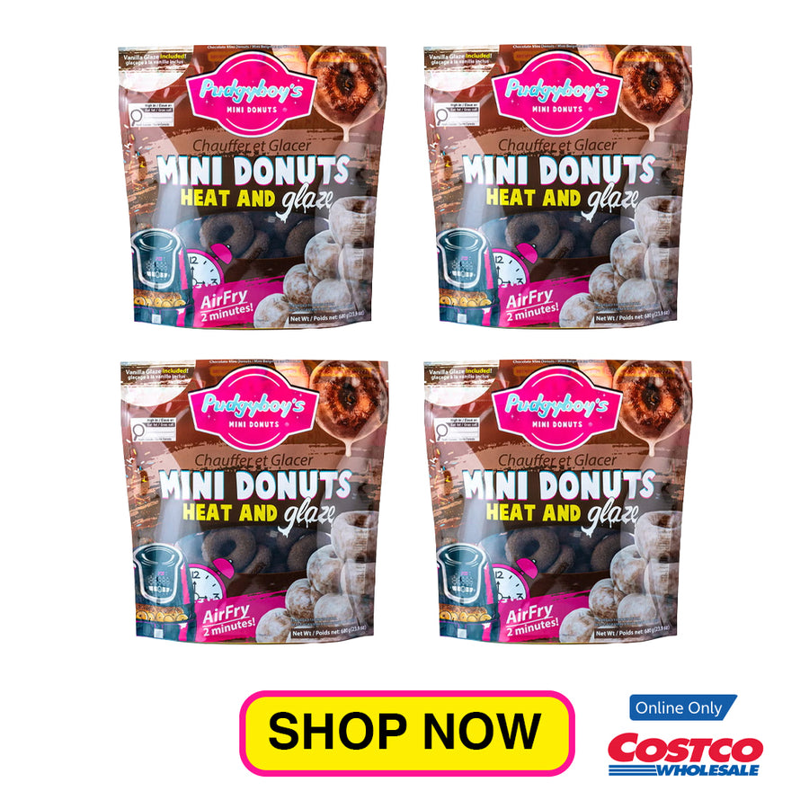 Pudgyboy’s Heat and Glaze Chocolate Old Fashion Mini Donuts with Vanilla Glaze, 4-pack