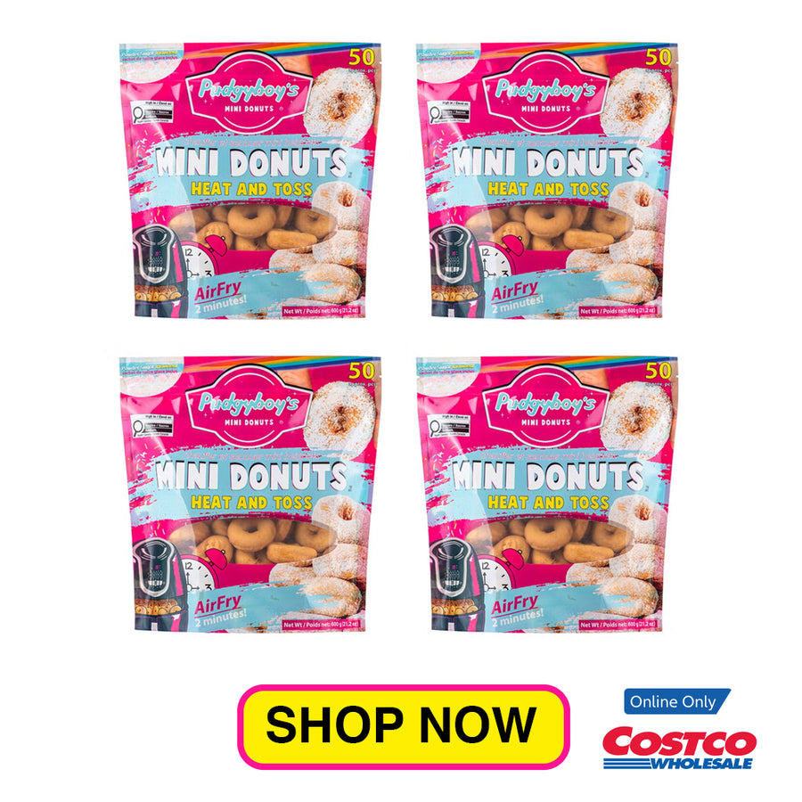Pudgyboy's Heat & Toss Mini Donuts with Powdered Sugar, 4-pack